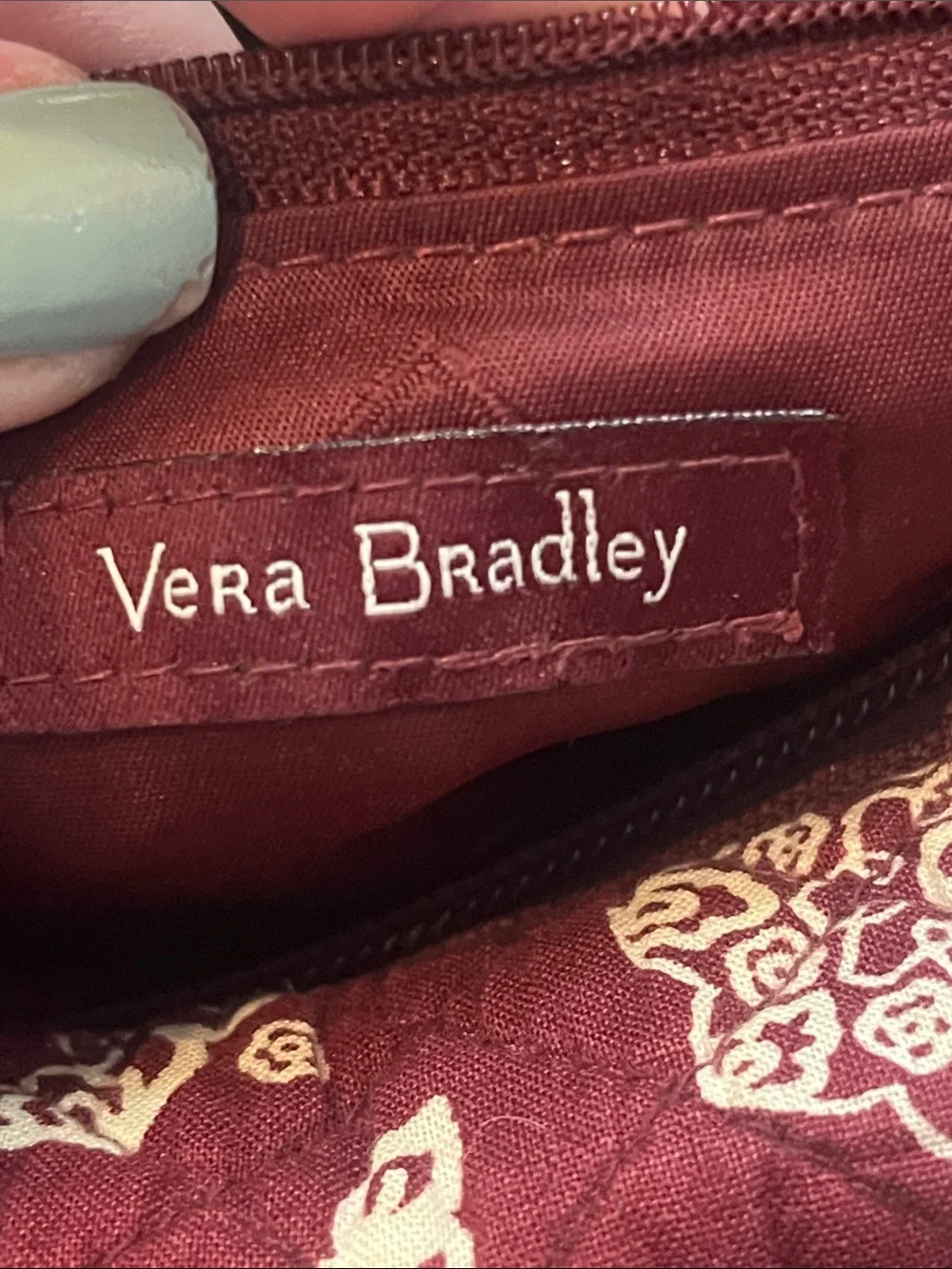 Vera Bradley Aggies Triple Zip Hipster Maroon Paisley Quilted Crossbody Bag - Picture 2 of 8